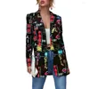 Kvinnors kostymer 2022 Kvinna Fashion Print l￥ng￤rmad blazer Autumn Hip Hop Loose Female Slim Jacket Outwear Feminino Alfaiataria XL
