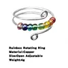 New in Rainbow Beaded Decompression Ring Open Cuff Adjustable Rotating Anti-stress Anxiety Colorful Beads Finger Jewelry Gifts for Girls Daughter Women Wholesale