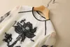 2023年春のアプリコットコントラストカラー刺繍チュールドレス長袖丸いネックパネルMIDIカジュアルドレスS2D072323プラスサイズXXL