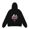 Herrkl￤der H￶st och vinter 2022 Ny liten popul￤r modet Rhude Sailing Print Cotton Terry Par Hoodie Sweatshirt