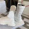 Botas elásticas de invierno para mujer Ropa transpirable de moda Tela Zapatos de diseñador retro Botas de nieve Zapatos de suela gruesa Tamaño 35-40