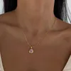 Pendant Necklaces Oval Colored Gem Stone Necklace For Women Stainless Steel Green Cz Pink Red Blue Dainty Elegant Jewelry186S