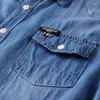 Men's Casual Shirts Male Business Thin Denim Shirt Classical Fashion All-Match Cowboy Short Sleeve Jacket 2022 Summer Men'S Cotton Top