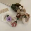 Fashion Knitted Flowers Plush Scrunchies Ponytail Holder Rubber Band Handmade Knitting Soft Sweet Hair Rope Hair Accessories