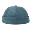 Beanies Unisex 겨울 코듀로이 짧은 멜론 모자 솔리드 컬러 Skullcap 편지 레트로 스키 어부 Docker Beanie Hat