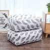 Storage Bags Foldable Quilt Bag Feather Print Home Clothes Pillow Blanket Travel Luggage Organizer 1pc
