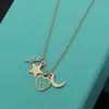 Designer green star and moon necklace couple stainless steel chain Gift for girlfriend Luxury jewelry accessories wholesale with box