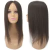 Topper de cheveux humains vierges européens à la mode pour femmes, toupet lisse en soie, 4 clips, postiche fine, base de cheveux naturelle du cuir chevelu, 15x16cm, noir ou marron