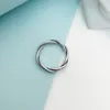 Błyszczące skręcone linie pierścień prawdziwe srebro z oryginalnym pudełkiem dla pandora różowa biżuteria ślubna dla kobiet dziewczęta cz diamentowe prezenty zaręczynowe