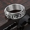 Retro roestvrij staal six-tekens mantra ringen band roteerbare ring voor mannen vrouwen mode fijne sieraden