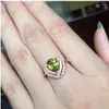 Cluster Rings Natural Peridot Ring Women 925 Sterling Silver Wholesale Fine Jewelry Gemstone 7 9mm