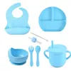 Cups Dishes Utensils Dinnerware Set Plates and Bowl Baby Silicone Tableware Cup PlateTray Bibs Children Nonslip Free Plate for 221208