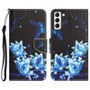 L￤derflip pl￥nbokfodral f￶r Samsung S23 Plus S22 Ultra S21 A14 A33 A53 A73 A13 5G A23E A04S Flower Butterfly Print Cat Tiger Bow Dog ID Card Holder Stand Cover Pouch Pouch Pouch