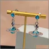 Ensemble de bijoux de mariage Colliers pour dames luxueux Bangle Coldages Bracelets Boucle d'oreille avec planète Crystal Planet Western Dhj6a
