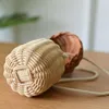 Borse portaoggetti Borsa di paglia Estate Mini Rattan intrecciato Frutta per bambini Bambù Spalla portatile