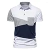 Herren-T-Shirts, Herren-T-Shirt mit Farbblock-Motiv, kurzärmelig, Sommer, lässig, schmale Passform, Tops, Poloshirt