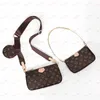 3 Piece Set Chain Lady Handbag Old Flower Crossbody Bag Luxury Handset Bags Designer Small Circular Wallet Pendant Money Bag