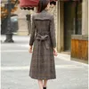 Women's Wool Women's Coat High-quality Classic Long Woolen Coats Female Winter Outerwear Checkered Korean Fashion Clothing