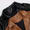 Повседневные платья кожаная повязка женское платье Black Faux Ladies Jacket-Resress с поясом 2022 Осенняя зимняя уличная одежда Vestido Женщина