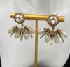 Pendientes colgantes de flores de diseñador de moda Retro para mujer, aretes con letras de marca, joyería de boda para fiesta con caja