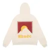 Men's Clothing Los Angeles Little Fashion Rhude Sunrise Print Cotton Terry Loose Casual Hoodie Sweatshirt