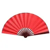 Party Favor Grote 33 cm Opvouwbare Fan Zwart Wit Doek Houten Hand Fans DIY Craft Art Planten Ornamenten mannen Outdoor Handfan SN476