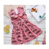 Girl'S Dresses Baby Girl Pink Doll Collar Dinosaur Dress Summer Cotton Blends Skirts Kids Children Clothes Zht 021 Drop Delivery Mat Dh2D9