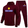 Herrspåriga Ricard Winter Clothing Men Set Printing Hoodie Set Fleece Sweatshirt Casual Sport Sweatpants Mens 221208