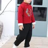 Vêtements ethniques 1set Enfants Année garçons Tang Tang Tang Suit de style chinois Broderie Coton Coat Pantalon Long Set Traditional pour les hommes