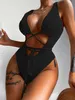 Swim Wear Oeing Swimwear Cross Tie Women's Swimming One-Piece Suit Micro Bikini Hollow Out Jumpsuit PlaySuit Female Beach T221208