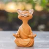 Decorative Objects Figurines Cat Meditation Yoga Collectible Happy Decor Art Sculptures Outdoor Garden Decorate Whimsical Black Buddha 221208