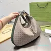 Designer -Crossbdoy Bags Attache Shoulder Handbag Tote Bags Patchwork Leather Hook Fastener Zipper Cotton Linen Top Quality Women Half Moon Purse Detachable Strap