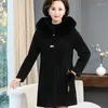 Women's Wool Mink Velvet Parka Coat Women's Fashion Size 66XL And Elderly Coats Women Autumn Winter Woolen Hooded Overcoat