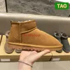 2023 Nieuw Australië Designer Laarzen Bont Slides Classic Ultra Mini Tazz Suede Platform Snowboot Dames Slipper Kastanje Schapenvacht Shearling