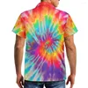 Mäns casual skjortor Forudesigns Tie-Dye Printed Hawaiian Beach Shirt For Men's Summer Short Sleeve Aloha Mens Holiday Holiday Pride