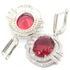 Stud Earrings 38x24mm Deluxe Orange Spessartine Garnet Rhodolite Bright Cubic Zircon Woman's Dating Silver