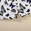 Zestawy odzieży FocusNorm 1-6y Summer Urocze dla dzieci dziewczynki 2PCS Ubranie motyla drukowane jedno ramię w kamizelce bez rękawów