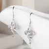 Dangle Earrings 925 Sterling Silver Drop For Women Flower 6-12mm Round Bead Or Pearl Semi Mount Hook Crystal Wholesale