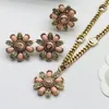 orecchini collana tre anelli sintetici set di gioielli da sposa nuovo stile moda luce serie di lusso fiori di marca aretes vestito di fiori di colore terno flor scatola di alta qualità