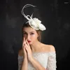 Headpieces chic fascinator vrouwen trouwhoed hoofddeksel acsessoire voor haar veer lint bruids hoeden hoofdtooi hoofdtooi