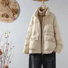 Kobiety w damskim parkas jesienne zima kobiety grube biała kaczka w dół płaszcz parkas vintage żaba ciepła kurtka pucha Krótka puffer nadwymiarowa warstwa 221208