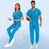 One piece is free mail Scrub Suits Hospital Doctor Nurse Uniforme Medical-Surgical Uniforme Hospital-Geral Scrubs Tops Pants Beauty Salon-Set
