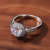 Bride Zircon Round Diamond Rings for Women Bling Promise Engagement Wedding Ring Fine Fashion Jewelry