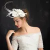 Tocados Chic Fascinator mujeres sombrero de boda accesorios para la cabeza para el cabello cinta de plumas sombreros de novia tocado