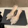 Donne sottili di tallone sandali di punta di punta di punta con punta femminile nodo a farfalla elegante donna solida scarpe estive in moda t221209 744