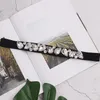 Belts Handmade Glass Rhinestone Beading Geometric High Elastic Waist Band Belt For Women White Grey Ladies Shirt Dress Coat Corset Bel