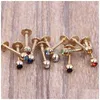 Labret Lip Piercing Jewelry Bar Gold 100pcs/Lot Mix 7 Colors Steel Body Ring Labret Drop Drop