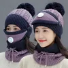 Scarves S Scarf gloves set cap/skull Bt sales soft women's knitted winter hat scarf mask girls warm earmuffs