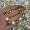 Doppelschichtige Kette Perlen-Schädel-Anhänger-Armbänder Gold Silber Totenkopf-Skelett Damen luxuriöser ewiger Liebes-Armreif für Frauen MEB1K07281g