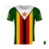 Camisetas masculinas Zimbabwe T Shirt Diy Custom Name Number Zwe Tshirt Nation Flag Zw Country College Yezimbabwe Zimbabwean Po Text Cloth Dhvw6